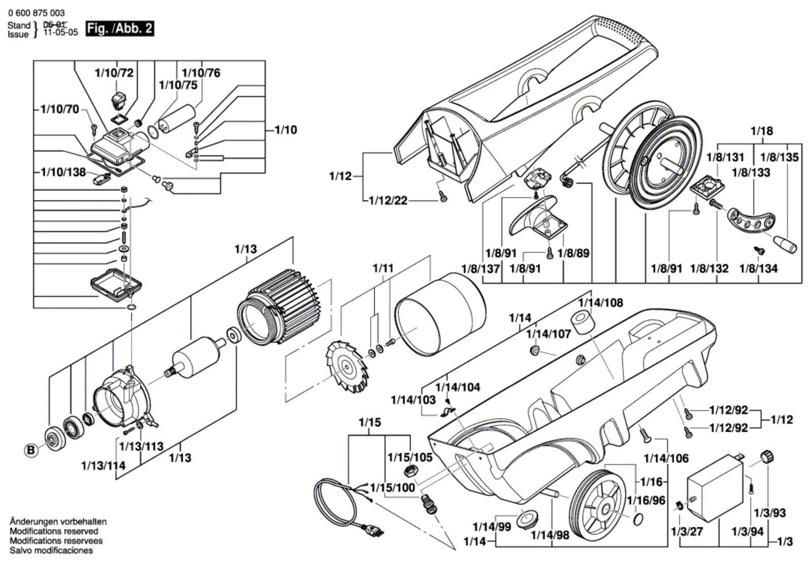 Bosch 0 600 875 042 AQUATAK 1500 SI High Pressure Cleaner 230 V GB Spare Parts AQUATAK1500SI